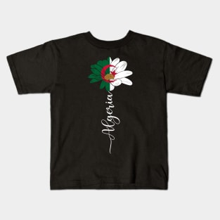 Vintage Algeria Sunflower Flag Algeria Lover Kids T-Shirt